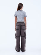 back view showcasing relaxed fit and inseam pockets of Stardust cargo pants