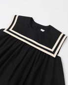 Close up of neckline and fabric on the Sailor Dress Black | Rylee + Cru