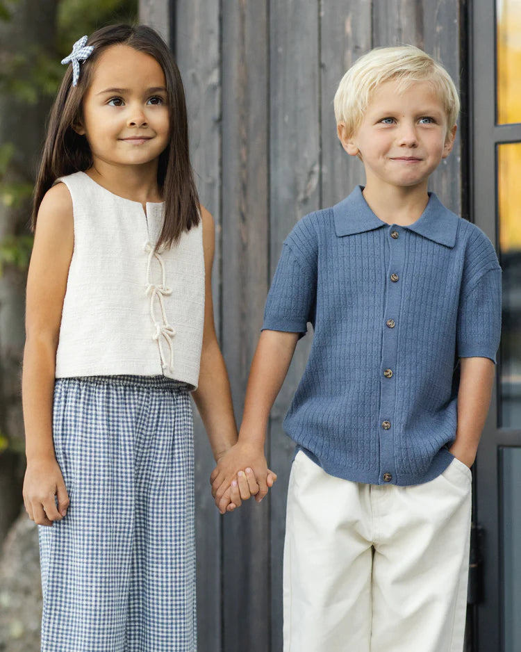 3 front tie up girls formal vest in cream