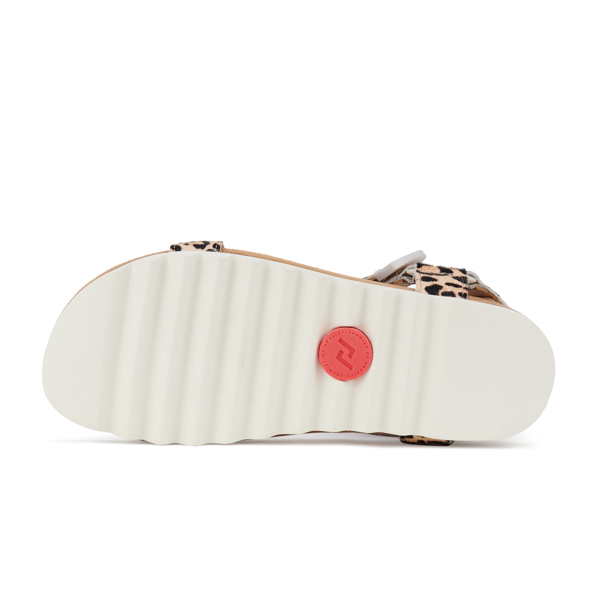 white sole details of Sandal Tooth Wedge Neutral Leopard by Rollie