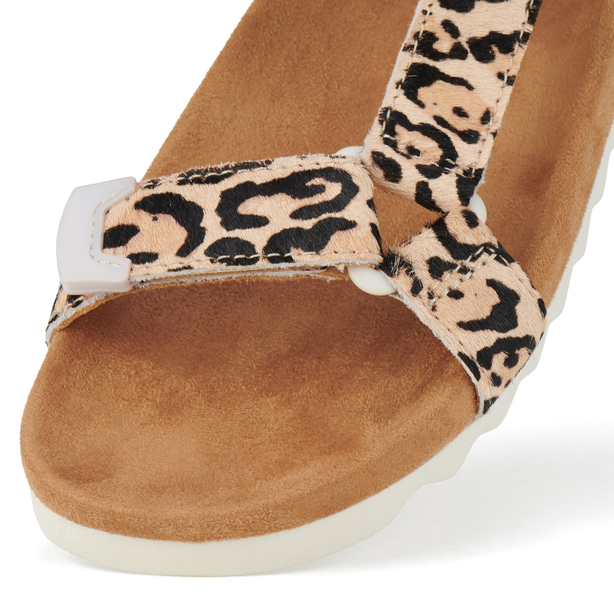 fabric details of Sandal Tooth Wedge Neutral Leopard by Rollie