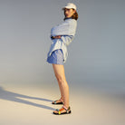 model wearing Sandal Tooth Wedge Citrus Splash by Rollie
