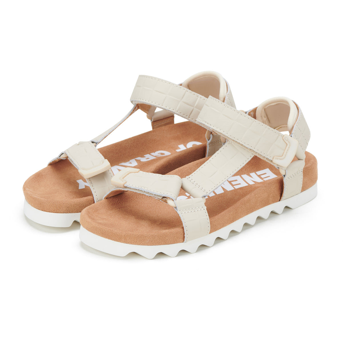 high quality womens leather sandals with support - Sandal Tooth Wedge Bone Croc by Rollie