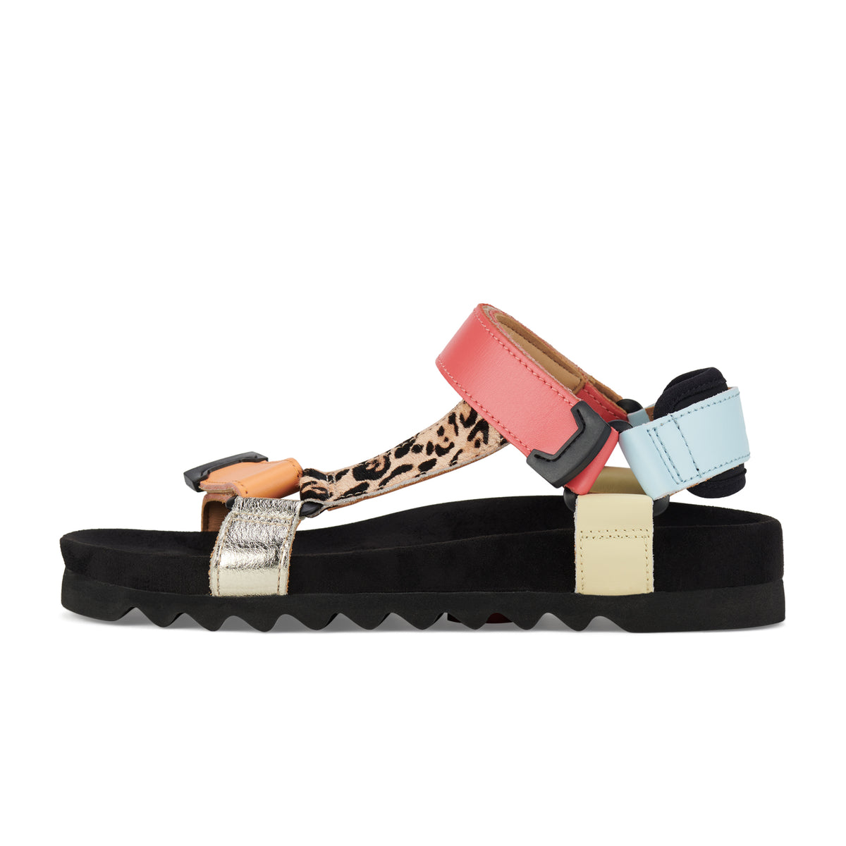 side view of Sandal Tooth Wedge Multi Leopard by Rollie