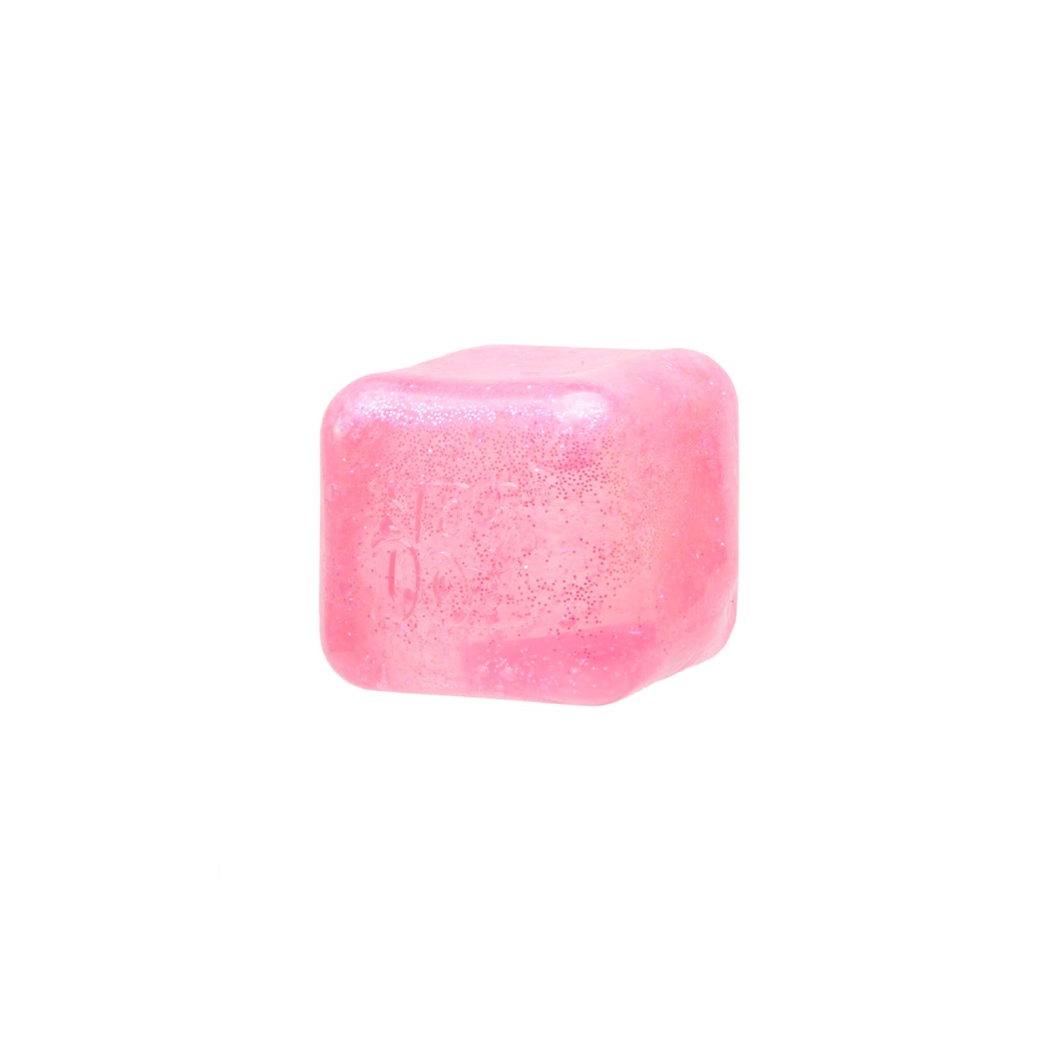 Single pink Nee Doh Nice Cube glitter stress ball displaying sparkly texture and Nee Doh logo