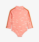 Back view of the Seagull Long sleeve Swimsuit - Pink | Mini Rodini