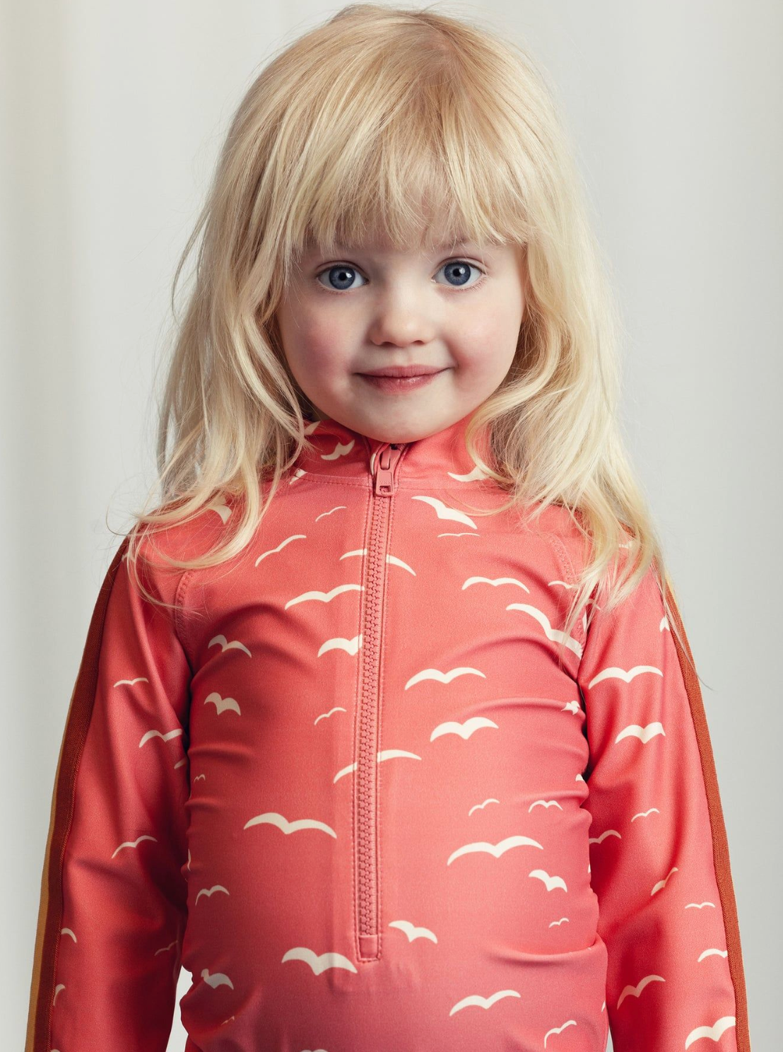Girl in the Seagull Long sleeve Swimsuit - Pink | Mini Rodini