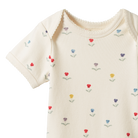 fabric details of girls organic cotton Short Sleeve Bodysuit Delphine by Nature Baby