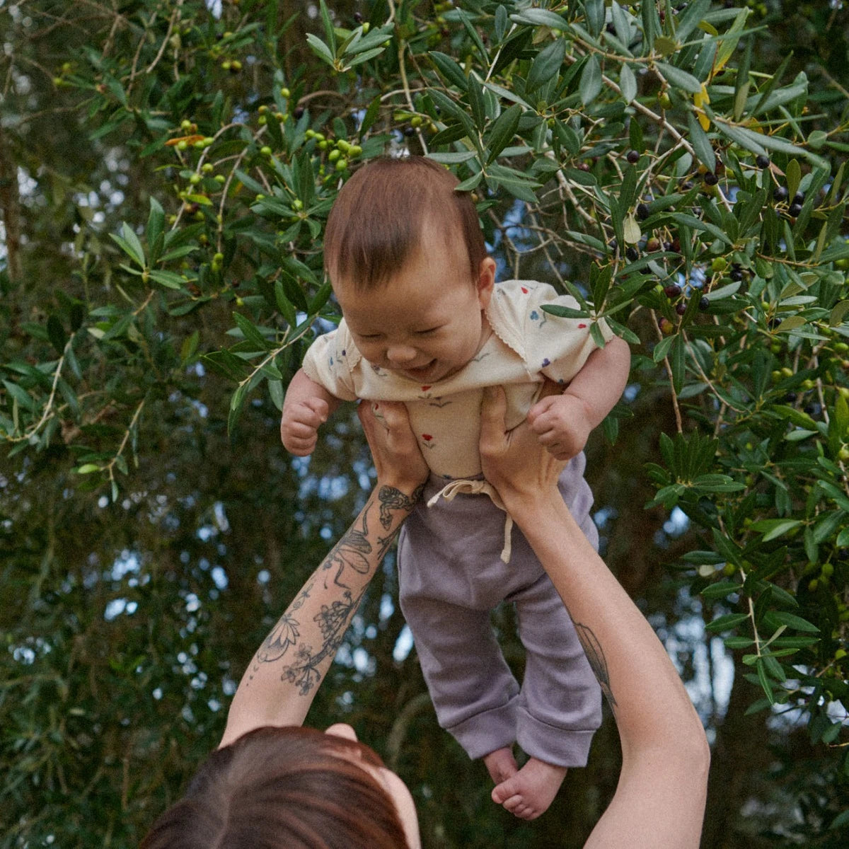 baby wearing organic cotton Short Sleeve Bodysuit Delphine by Nature Baby