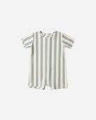 Front view of the Shorty One-Piece Green Stripe | Rylee + Cru