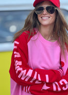 Ski oversized stripe cuff sweat pink/red by Hammill & Co
