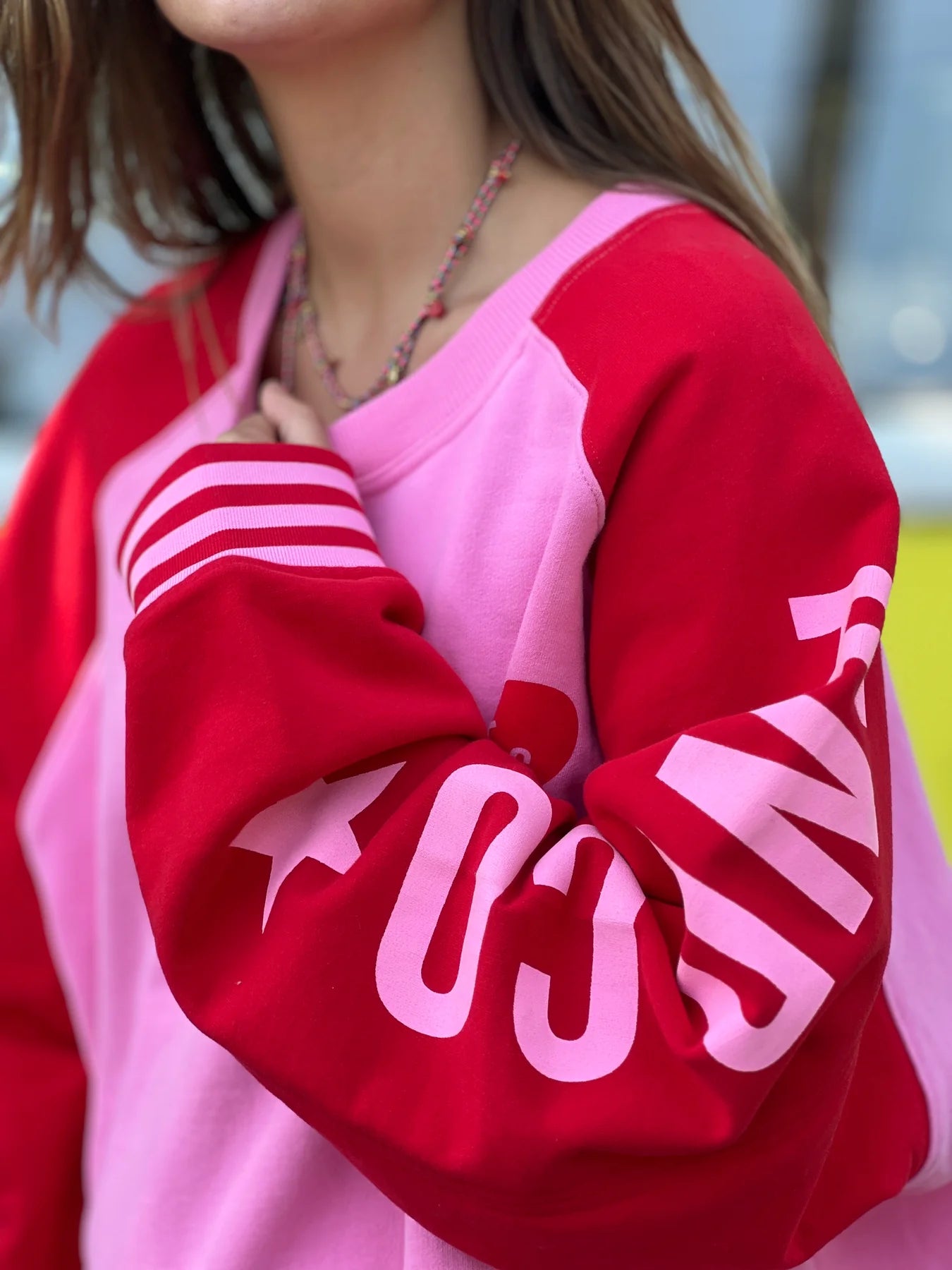 Ski red and pink sweater by Hammill & Co