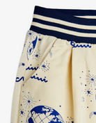 Close up of side of the Society aop woven trousers - White| Mini Rodini