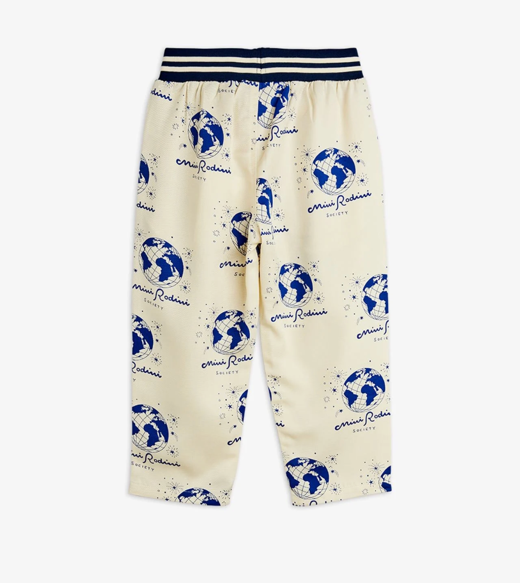 Back view of Society aop woven trousers - White| Mini Rodini