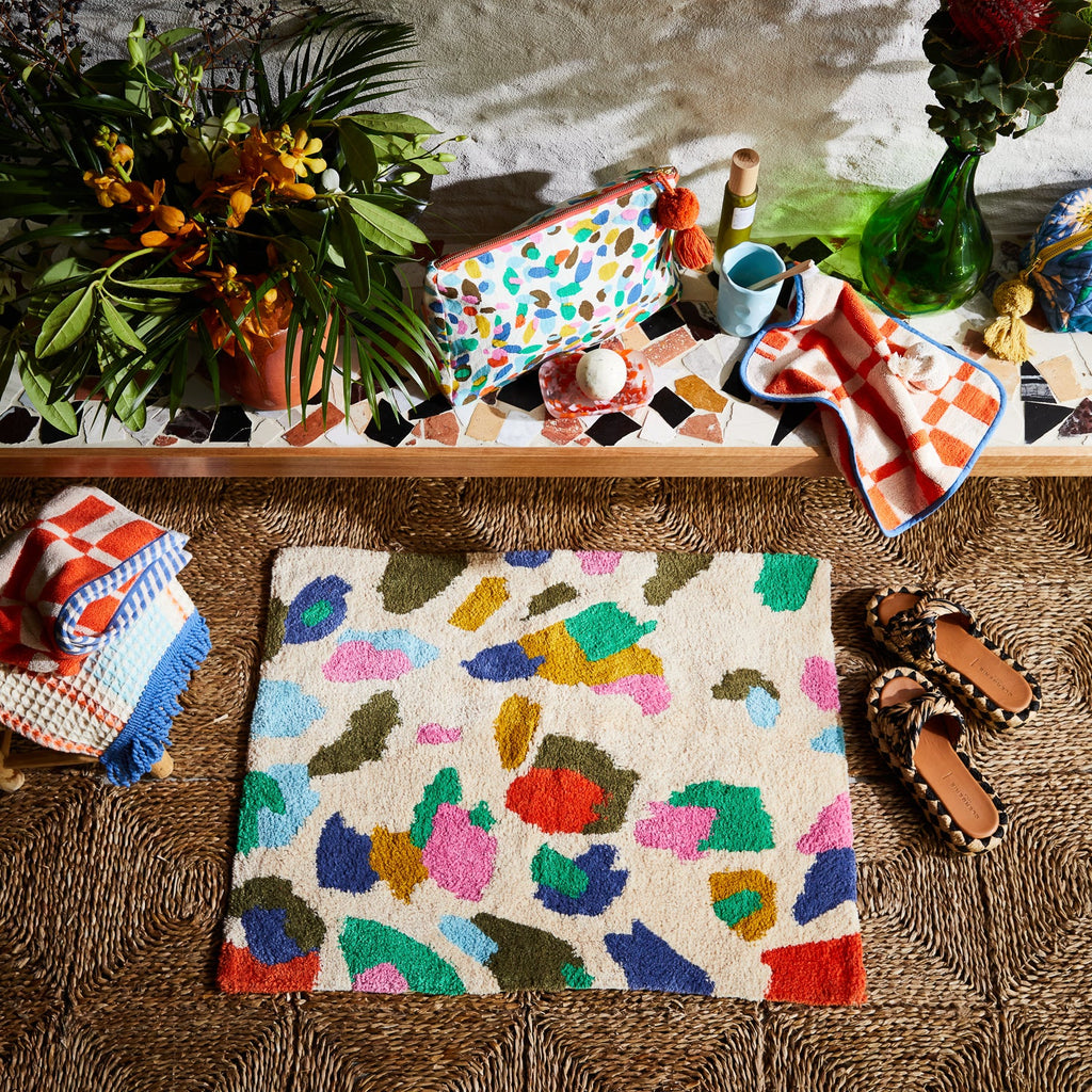 Colourful and spotty bath mat from Sage and Clare