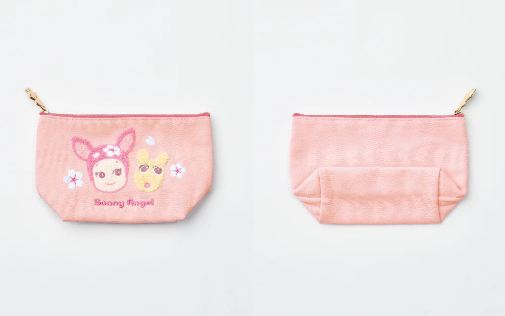Sonny Angel Cherry Blossom Pouch in pink with Sonny Angel and Robby embroidery