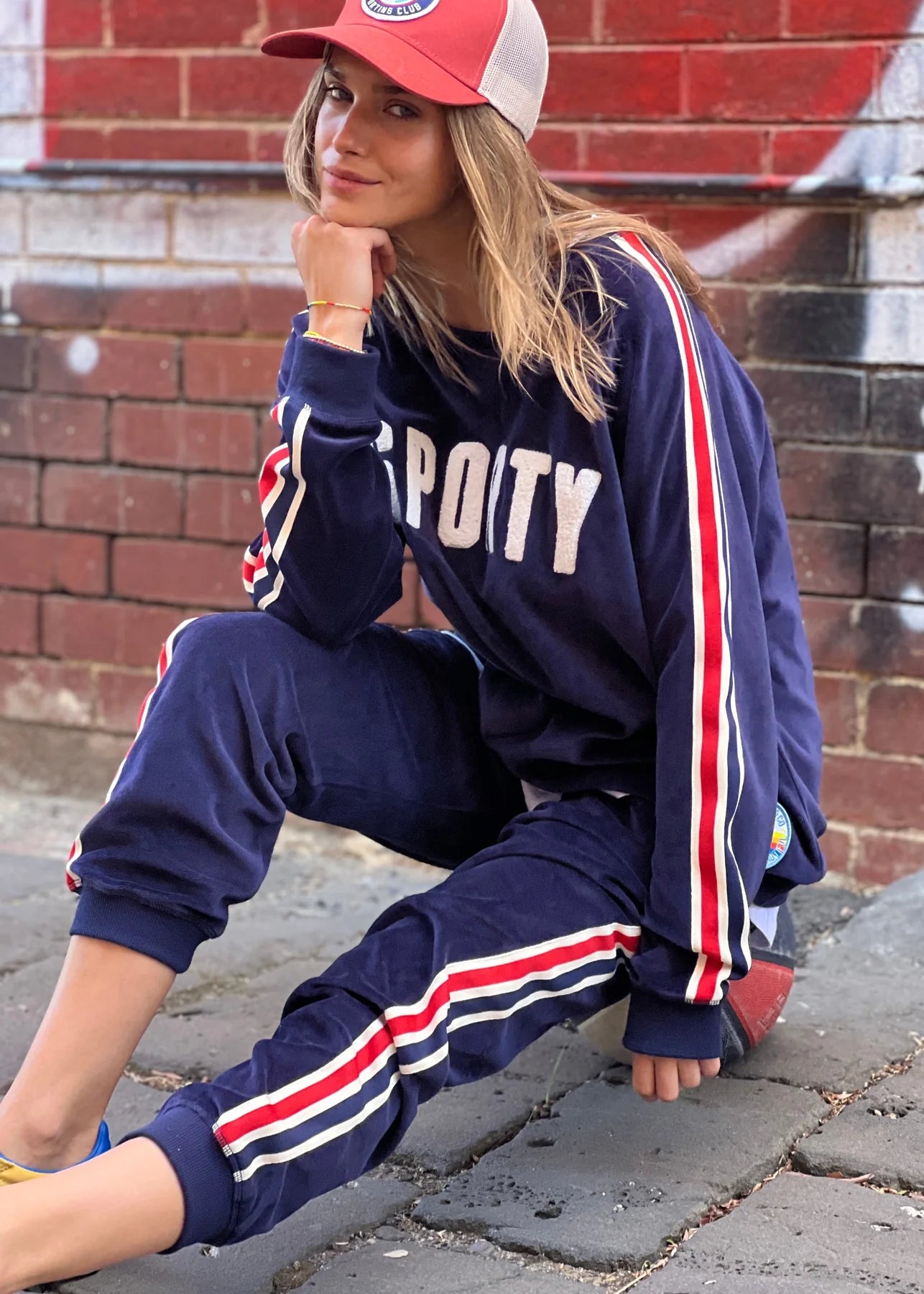 Sporty velour sweater by Hammill & Co