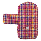 Back view of Stela Change Mat showing vibrant multicolor plaid pattern with quilted construction