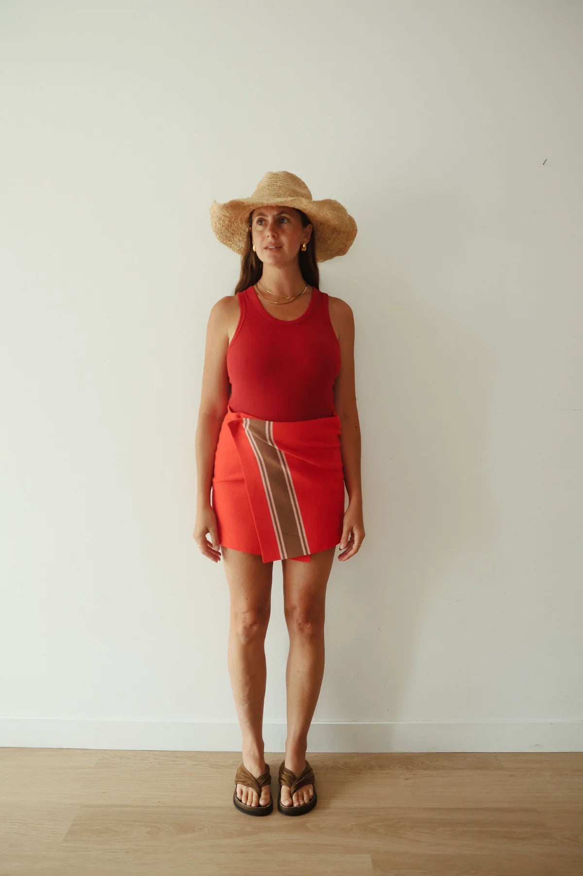 Stripe Knit Skirt – Red by By Billie