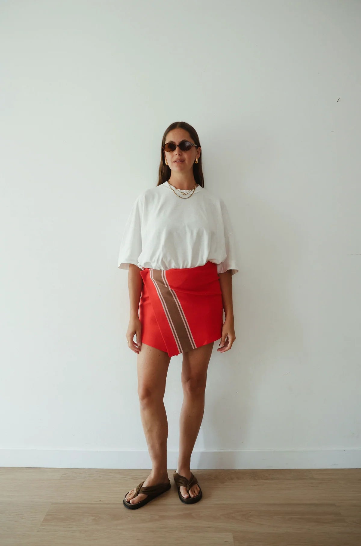 Stripe Knit Skirt – Red by By Billie