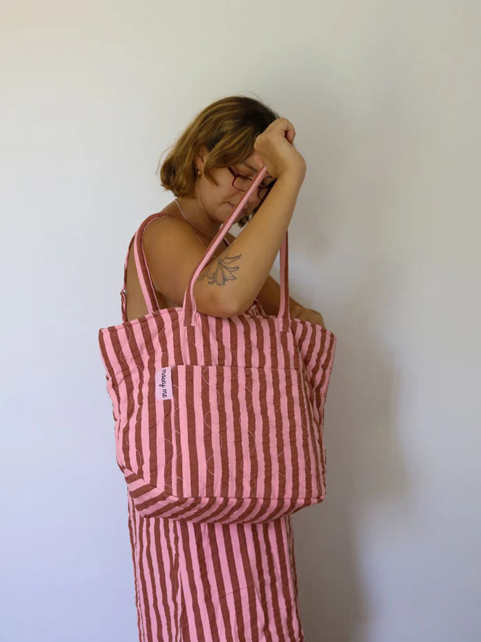 Sundae Seersucker Quilted Bag by Mosey Me
