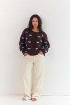Ribbed cardigan with hearts pattern ethical fashion Australia