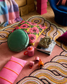 Sweetheart espresso mug set arranged on patterned rug with cushions and home accessories