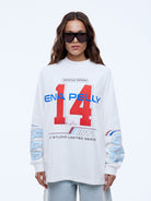 Team Pelly oversized tee soft cotton fabric texture vintage white color