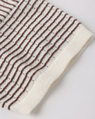 fabric detail of The Teen Boxy Crop Knit Tee in Chocolate Stripe by Rylee and Cru 