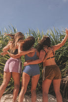 women wearing Terry Towelling Short - Army Green by Atmosea