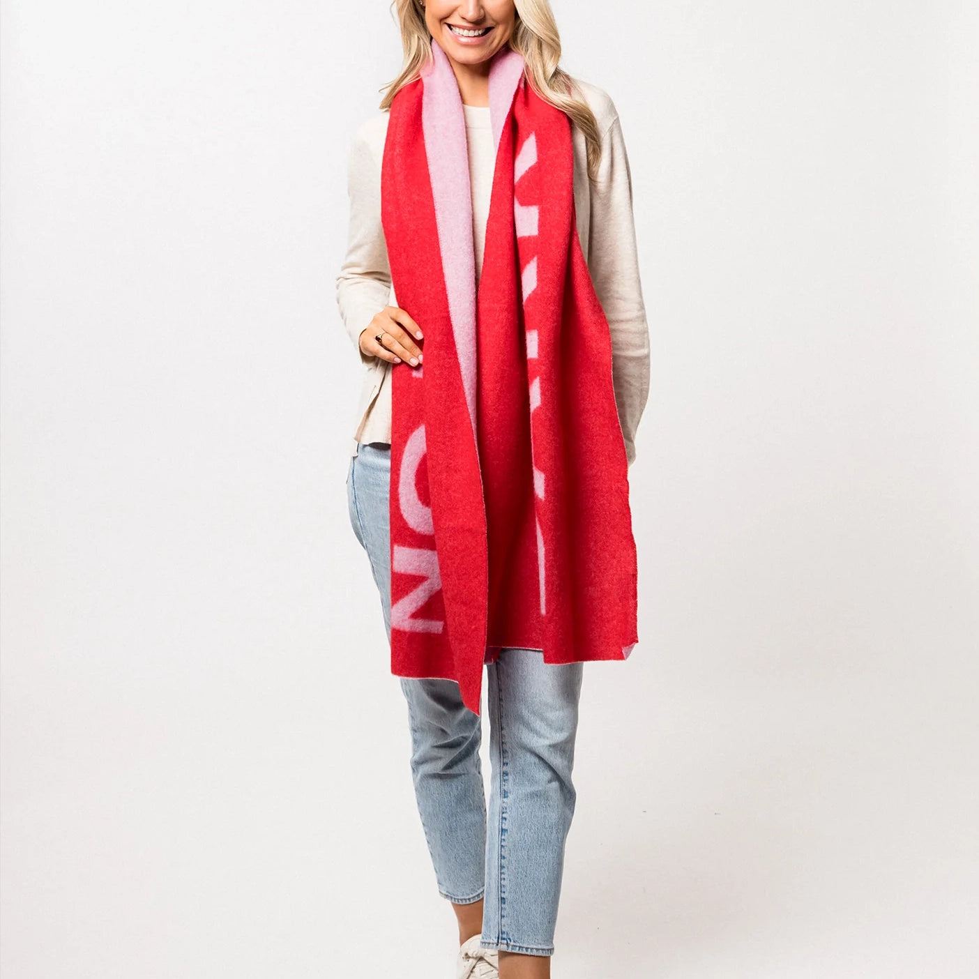 The Baxter Wool Scarf by Dark Hampton - lambswool scarf in red and white