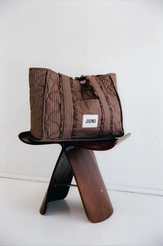 The Everything Bag - Cocoa Pinstripe by Juni