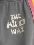 embroidery detail on The Milky Way Rainbow Panel Sweatpants – Grey by Mini Rodini