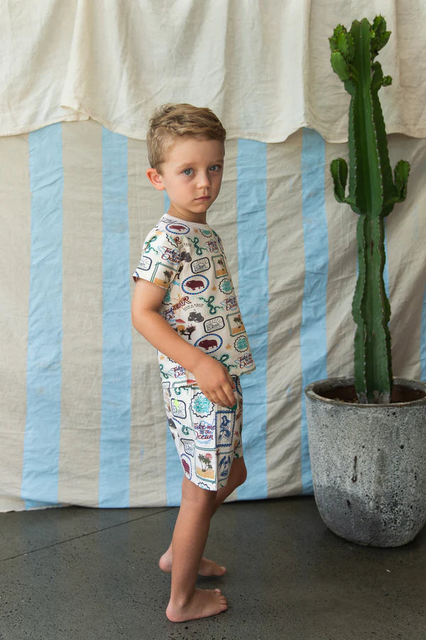 boy wearing Theo T-Shirt - Adventure Print by Pearson & Pearson
