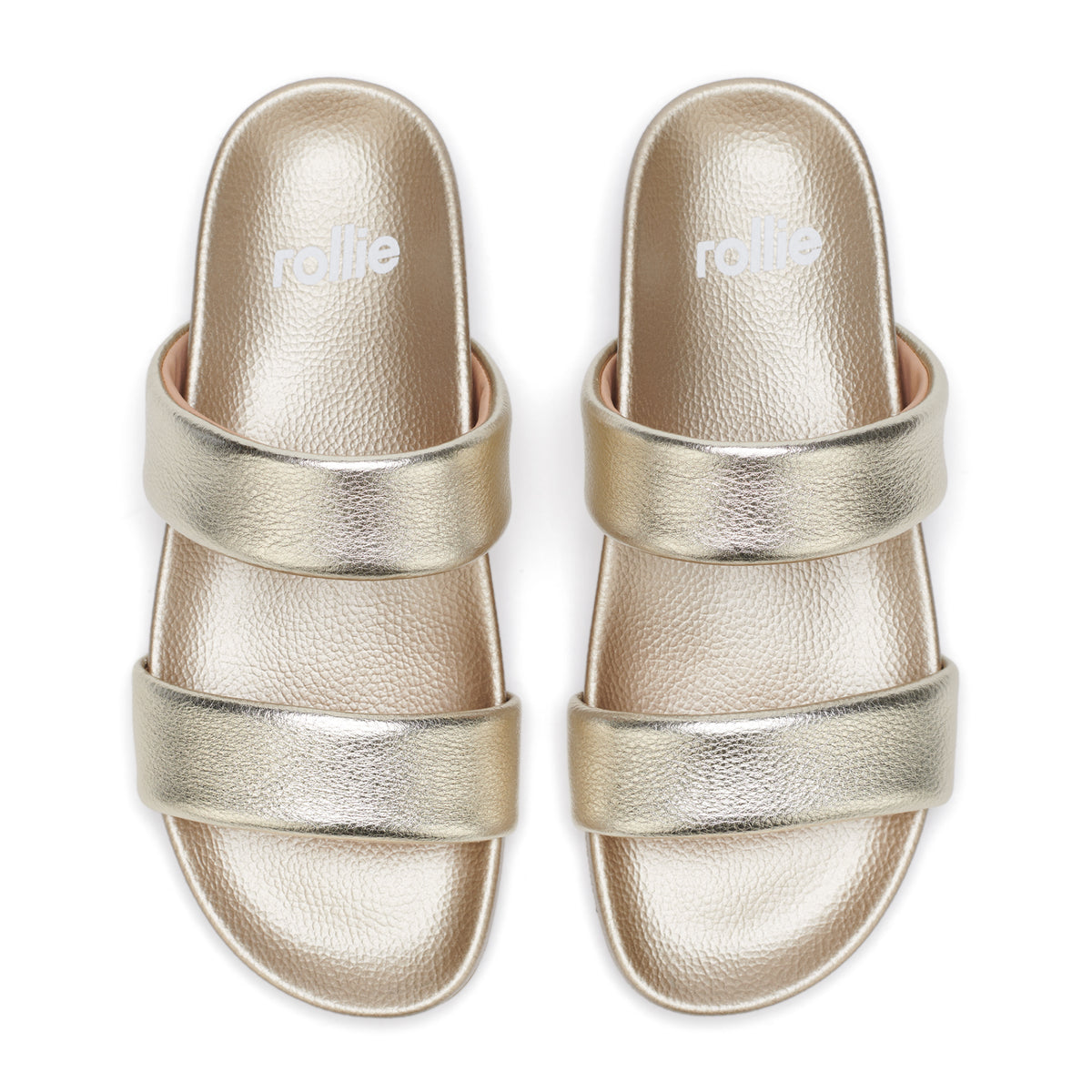 womens comfortable gold leather sandals by Rollie