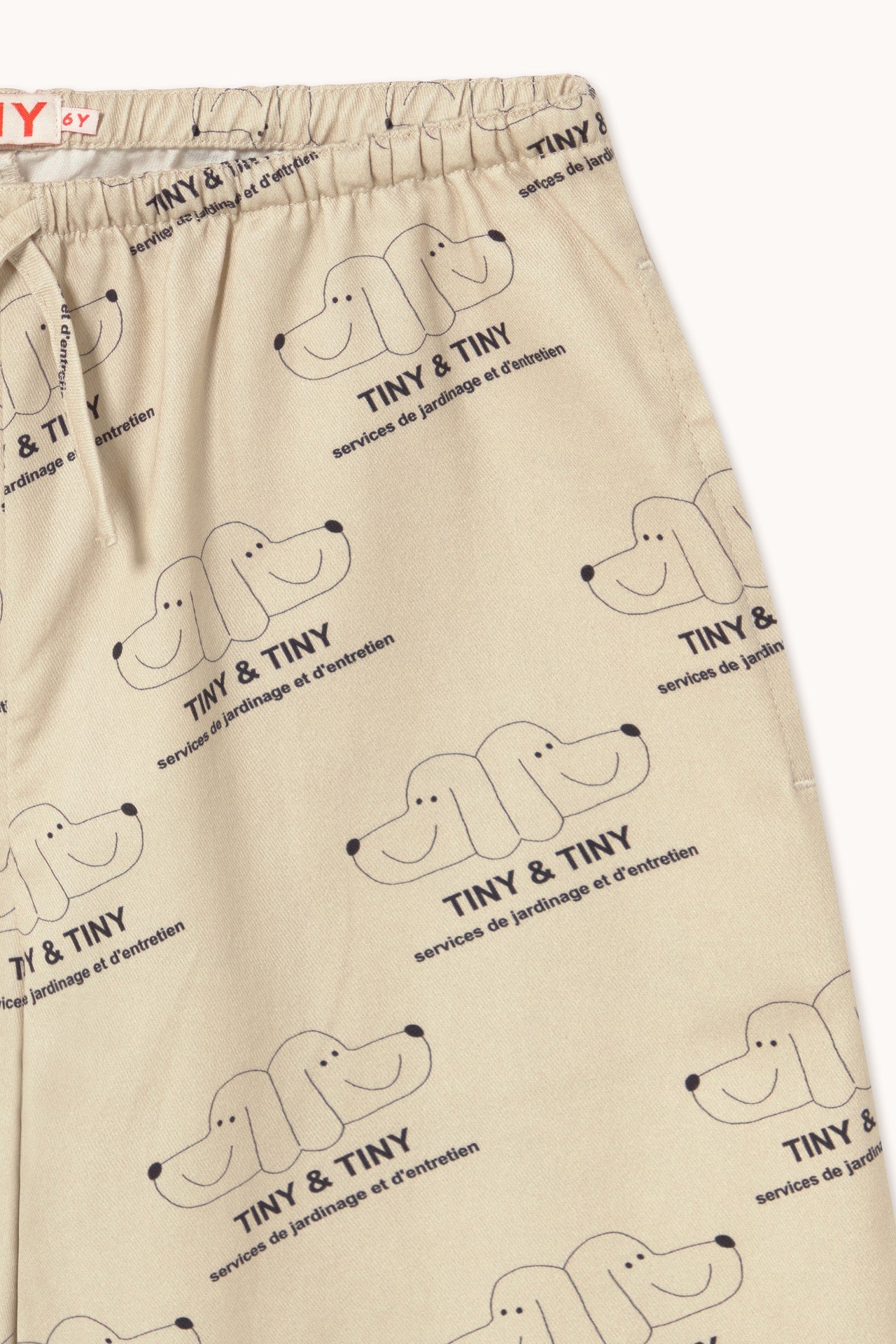 close up fabric detail of Tiny & Tiny Twill Pant – Dark Vanilla by Tiny Cottons