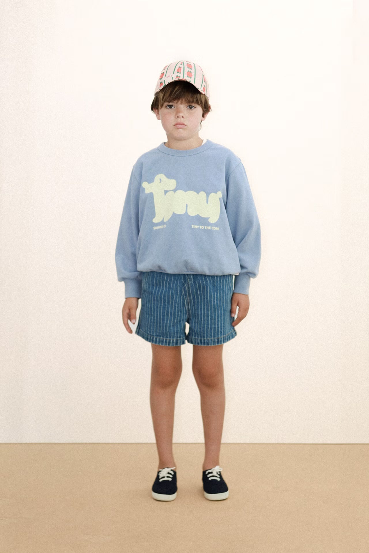 boy wearing Tiny Dog Graphic Sweatshirt - Grey by Tiny Cottons