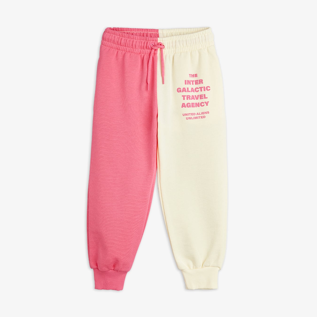 Travel agency split color sweatpants by Mini Rodini