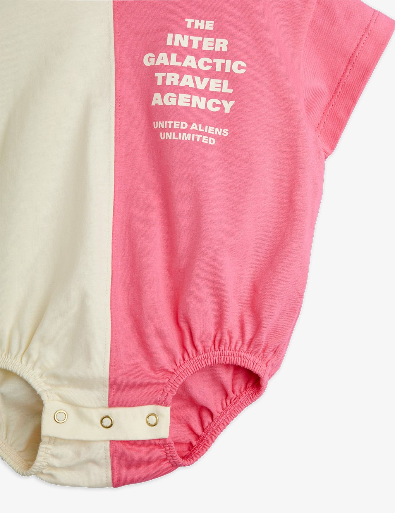 Pink and white baby onesie by Mini Rodini