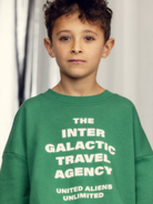 Boy wearing the Travel agency sp sweatshirt - Green | Mini Rodini