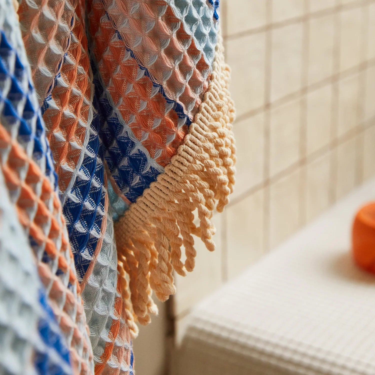 Kanti Waffle Towels in Ultramarine blue