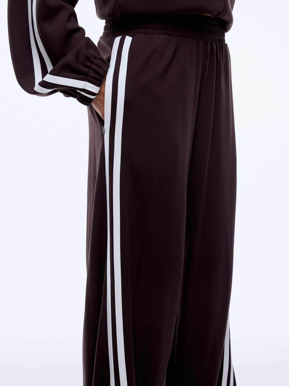 Valentina Stripe Pant Cocoa by Ena Pelly relaxed fit brown trackpant with angled stripes