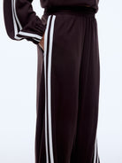 Valentina Stripe Pant Cocoa by Ena Pelly relaxed fit brown trackpant with angled stripes