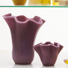Orchid Violetta Vases in large and small sizes showing the ruffled rim detail against a white background