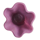 Top-down view of the Orchid Violetta Vase showing the wavy ruffled opening and marbled purple interior
