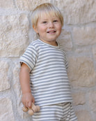 Waffle sweater set sky stripe | Quincy Mae