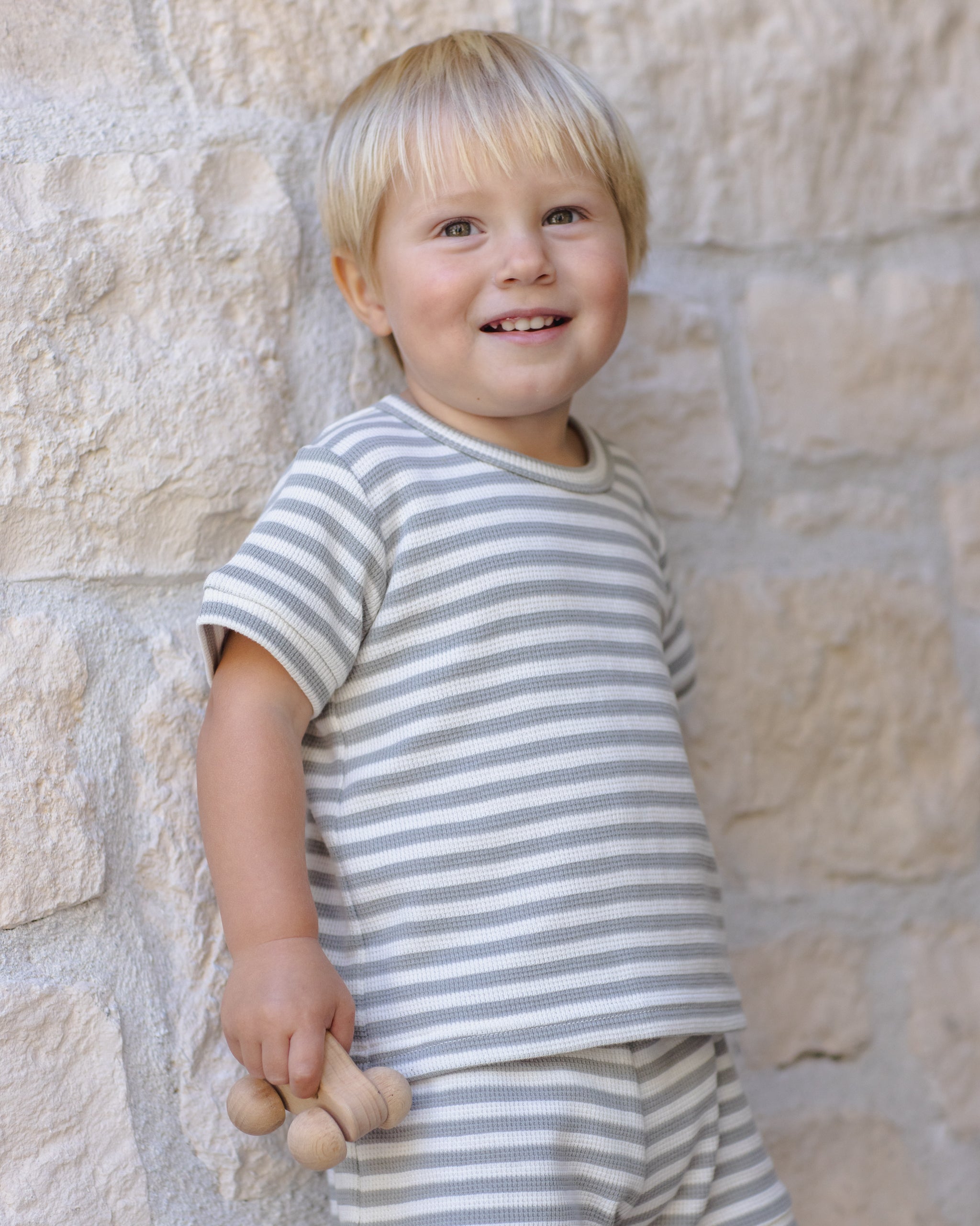 Waffle sweater set sky stripe | Quincy Mae