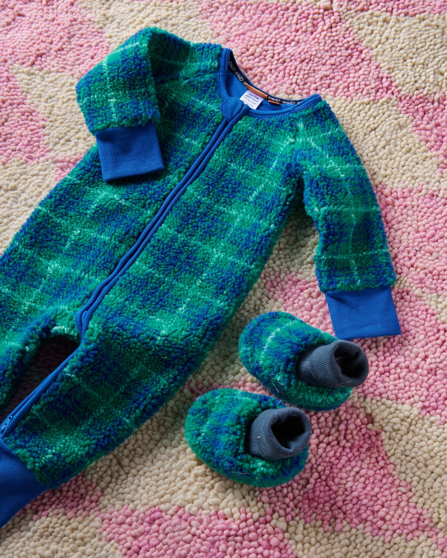 blue and green infant winter jumpsuit by Kip & Co