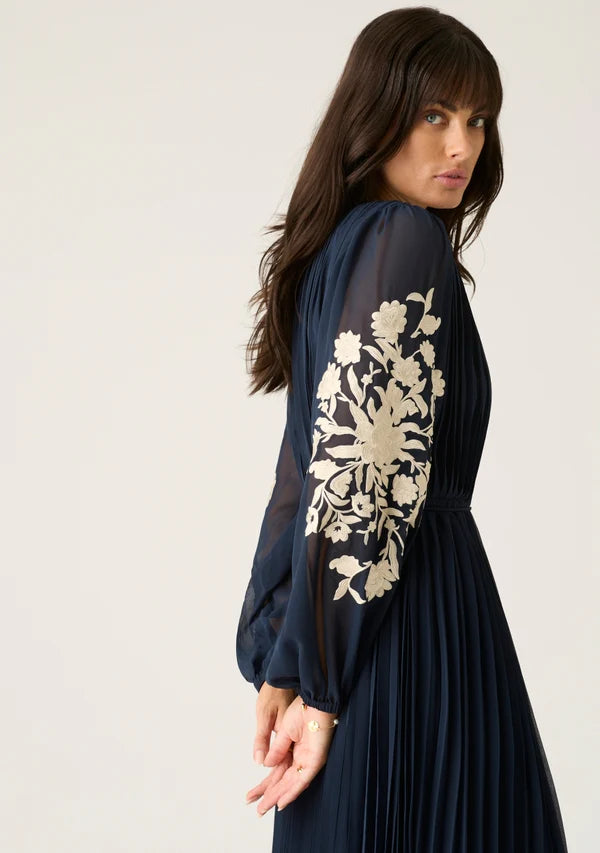 Willow Pleat Maxi Dress by MOS The Label Navy formal dress