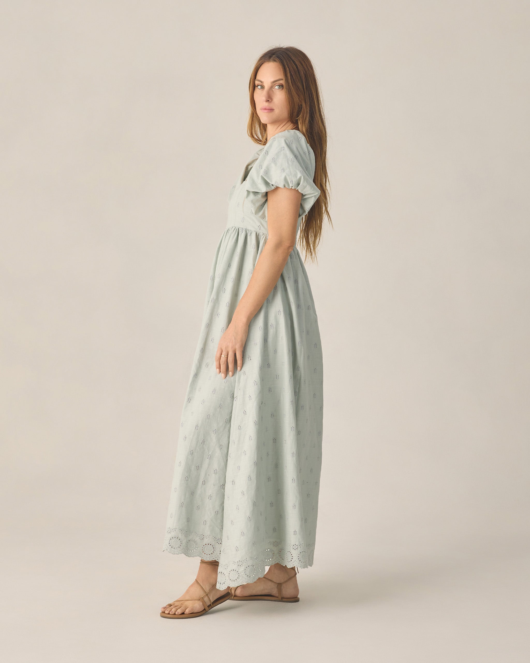 lady wearing Women's Oceane Dress Seafoam by Rylee + Cru